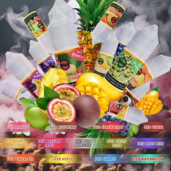 Purefruit 純粹果物系列天然果香煙油 日本 Purefruit 天然水果萃取尼古丁鹽小煙油系列,呈現極致還原的真實果香與細膩口感。